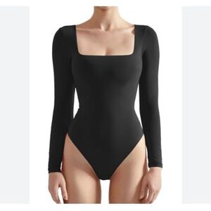 Women's Black Long Sleeve Bodysuit